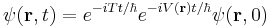  \psi(\mathbf{r},t) = e^{-i T t / \hbar} e^{-i V(\mathbf{r}) t / \hbar}\psi(\mathbf{r},0) 