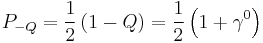 P_{-Q} = \frac{1}{2}\left(1 - Q\right) = \frac{1}{2}\left(1 %2B \gamma^0\right)