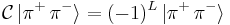 \mathcal C \, | \pi^%2B \, \pi^- \rangle = (-1)^L \, | \pi^%2B \, \pi^- \rangle