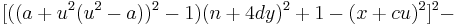  [((a %2B u^2(u^2 - a))^2 - 1)(n %2B 4dy)^2 %2B 1 - (x %2B cu)^2]^2 - 