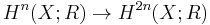 H^n(X;R) \to H^{2n}(X;R)