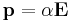  \mathbf{p}=\alpha\mathbf{E} 