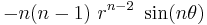  -n(n-1)~r^{n-2}~\sin(n\theta) \,