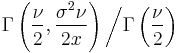 \Gamma\left(\frac{\nu}{2},\frac{\sigma^2\nu}{2x}\right)
\left/\Gamma\left(\frac{\nu}{2}\right)\right.