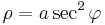 \rho = a \sec^2 \varphi\,