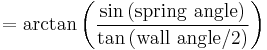 = \arctan\left(\frac{\sin{(\text{spring angle})}}{\tan{(\text{wall angle/2})}}\right)