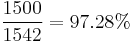 \frac{1500}{1542} = 97.28%