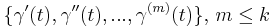 \lbrace \gamma'(t), \gamma''(t), ...,\gamma^{(m)}(t) \rbrace \mbox {, } m \leq k