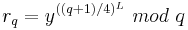 r_q = y^{((q%2B1)/4)^{L}}~mod~q