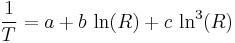 \frac{1}{T}=a%2Bb\,\ln(R)%2Bc\,\ln^3(R)