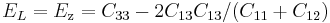 E_L = E_{\rm z} = C_{33}-2C_{13}C_{13}/(C_{11}%2BC_{12})