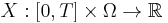 X�: [0, T] \times \Omega \to \mathbb{R}