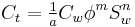 C_t = \tfrac{1}{a} C_w \phi^m S_w^n