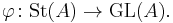 \varphi\colon\operatorname{St}(A)\to\operatorname{GL}(A).