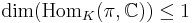  \dim( \mathrm{Hom}_K(\pi, \mathbb{C}) ) \leq 1 