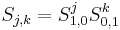 S_{j,k} = S_{1, 0} ^j S_{0,1} ^k 