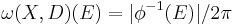 \omega(X,D)(E)=|\phi^{-1}(E)|/2\pi