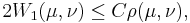 2 W_{1} (\mu, \nu) \leq C \rho (\mu, \nu),