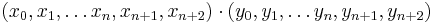  (x_0,x_1,\ldots x_n,x_{n%2B1},x_{n%2B2})\cdot (y_0,y_1,\ldots y_n,y_{n%2B1},y_{n%2B2})