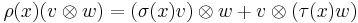 \rho(x) (v \otimes w) = (\sigma(x) v)\otimes w %2B v \otimes (\tau(x) w) 