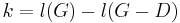 k = l(G) - l(G-D)