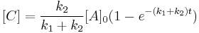 [C] = \frac{k_2}{k_1%2Bk_2}[A]_0 (1-e^{-(k_1%2Bk_2)t})