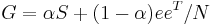  G=\alpha S %2B (1-\alpha)e e^{T}/N