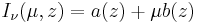 I_\nu(\mu,z)=a(z)%2B\mu b(z)