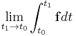 \lim_{t_1 \rightarrow t_0} \int_{t_0}^{t_1}\mathbf{f}dt