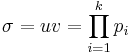 \sigma = uv = \prod_{i=1}^k p_i