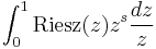 \int_0^1 {\rm Riesz}(z) z^s \frac{dz}{z}