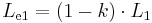 L_{\mathrm{e1}} = (1-k)\cdot L_{\mathrm{1}}\,