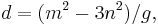 d=(m^2-3n^2)/g, \, 