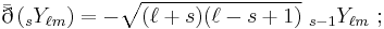 \bar\eth\left({}_sY_{\ell m}\right) = -\sqrt{(\ell%2Bs)(\ell-s%2B1)}\ {}_{s-1}Y_{\ell m}\�;