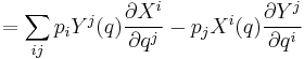 =\sum_{ij} 
p_i Y^j(q) \frac {\partial X^i}{\partial q^j} - 
p_j X^i(q) \frac {\partial Y^j}{\partial q^i} 