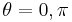 \theta = 0, \pi