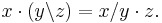 x\cdot (y \backslash z) = x/y \cdot z.