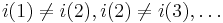 i(1)\neq i(2), i(2)\neq i(3),\dots