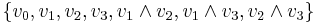  \{ v_0, v_1, v_2, v_3, v_1 \wedge v_2, v_1 \wedge v_3, v_2 \wedge v_3 \} 