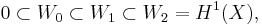  0\subset W_0\subset W_1 \subset W_2=H^1(X),\, 