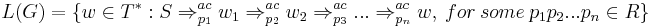 L(G) = \{ w \in T^{*}�: S \Rightarrow^{ac}_{p_1} w_{1} \Rightarrow^{ac}_{p_2} w_{2} \Rightarrow^{ac}_{p_3} ... \Rightarrow^{ac}_{p_n} w,\ for\ some\ p_1 p_2 ... p_n \in R \}