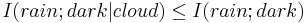 I(rain;dark|cloud) \leq I(rain;dark)