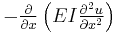 \textstyle{-\frac{\partial}{\partial x}\left(EI\frac{\partial^2 u}{\partial x^2}\right)}\,