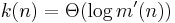 k(n)=\Theta (\log m'(n))