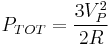 P_{TOT}=\frac{3 V_P^2}{2R}