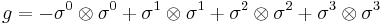 g = -\sigma^0 \otimes \sigma^0 %2B \sigma^1 \otimes \sigma^1 %2B \sigma^2 \otimes \sigma^2 %2B \sigma^3 \otimes \sigma^3