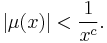 |\mu(x)|<\frac{1}{x^c}.