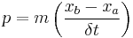 p = m \left(\frac{x_b - x_a}{\delta t}\right)