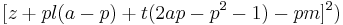  [z %2B pl(a - p) %2B t(2ap - p^2 - 1) - pm]^2) 