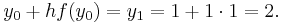  y_0 %2B hf(y_0) = y_1 = 1 %2B 1 \cdot 1 = 2. \qquad \qquad